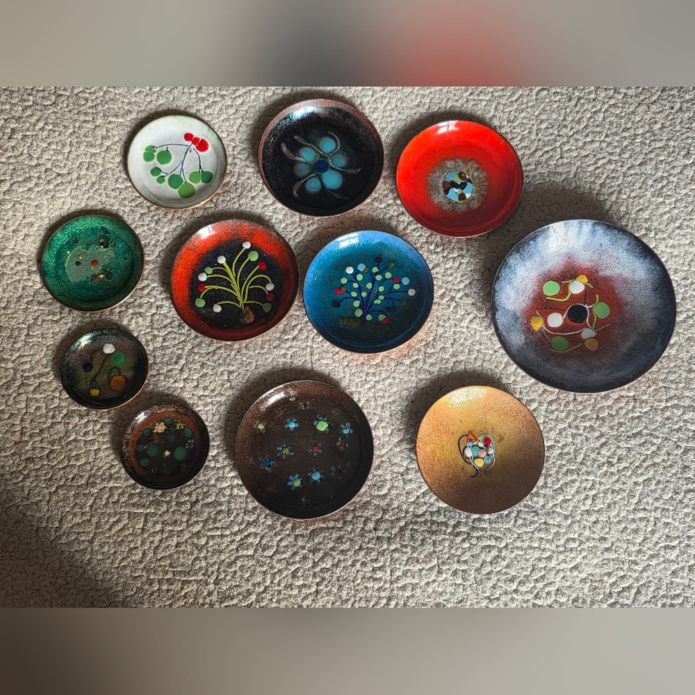 Vintage | Enamel Copper Trinket Dishes | Guc | 11.